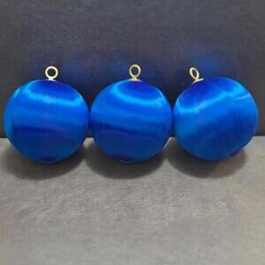 3 Piece Blue Satin Balls Christmas Ornaments